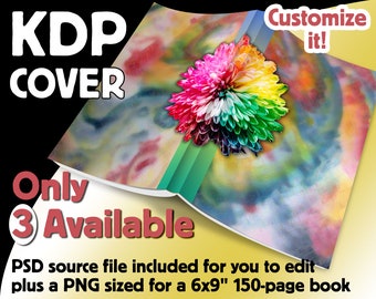 6x9 Flower KDP Book Cover Design PSD & PNG | 6x9 White 150 Pages | Kindle Cover Template | Colorful Crosshatch with Dahlia