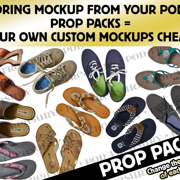 Mockup Bundle Prop Pack | Women's Shoes Casual / Flipflops | Digital Elements for Mockups