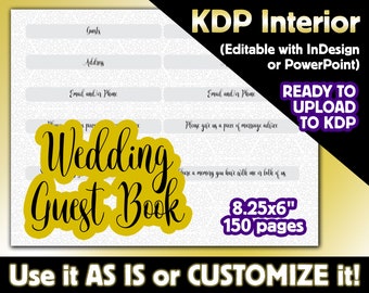 Wedding Guest Book | Customizable InDesign KDP Interior | Custom KDP Interiors & Templates for Low-Content Books