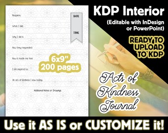 Acts of Kindness Journal | Customizable InDesign KDP Interior | Custom KDP Interiors & Templates for Low-Content Books | PPT Template