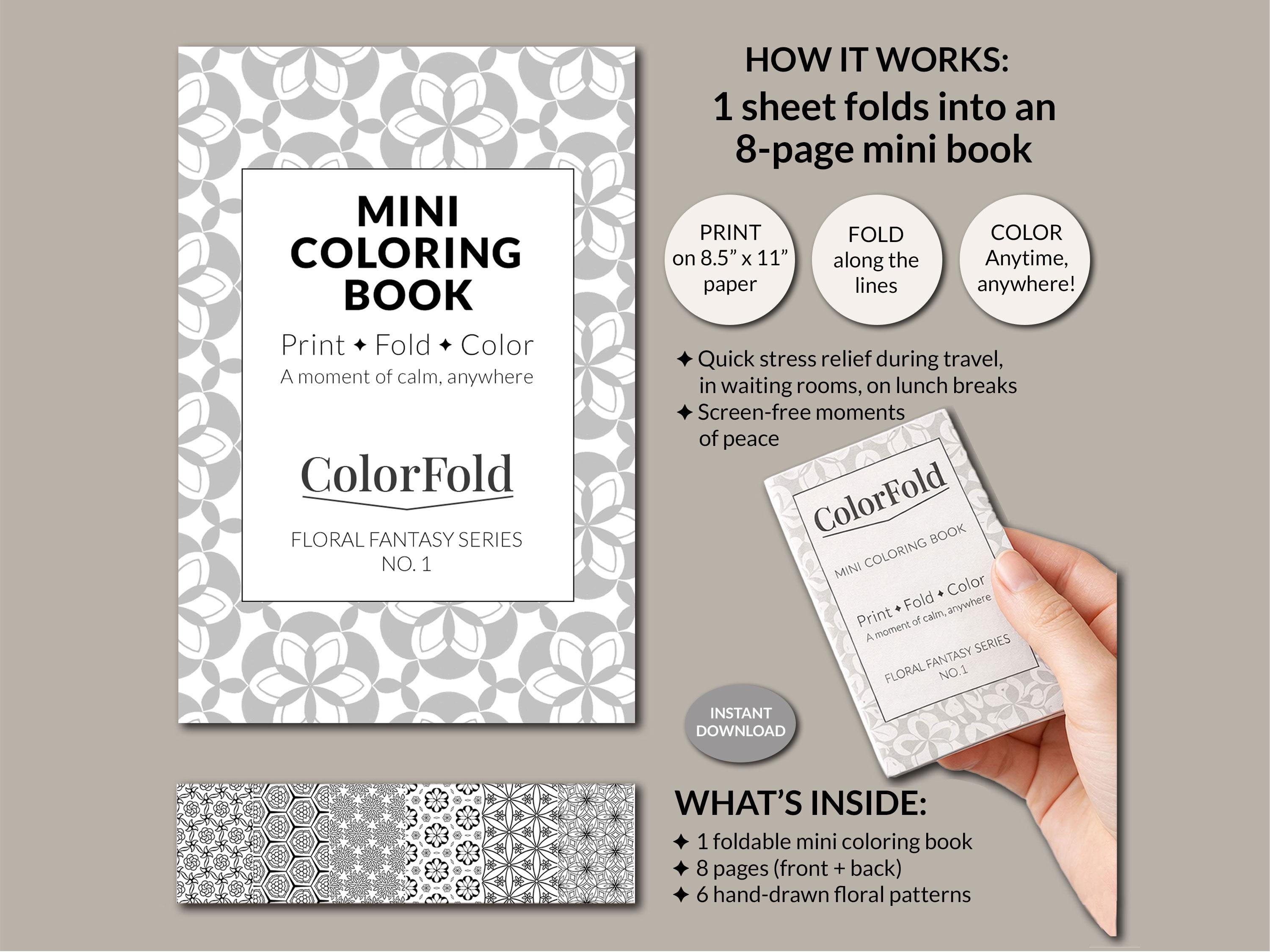 Mini Coloring Book Printable, Foldable Coloring Book, Pocket Coloring ...