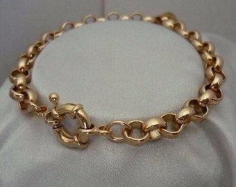 9ct 9k Yellow GOLD Plated Men Ladies girls belcher chain Bracelet. All sizes New born to Extra large ,Brilliant Gift, uk seller