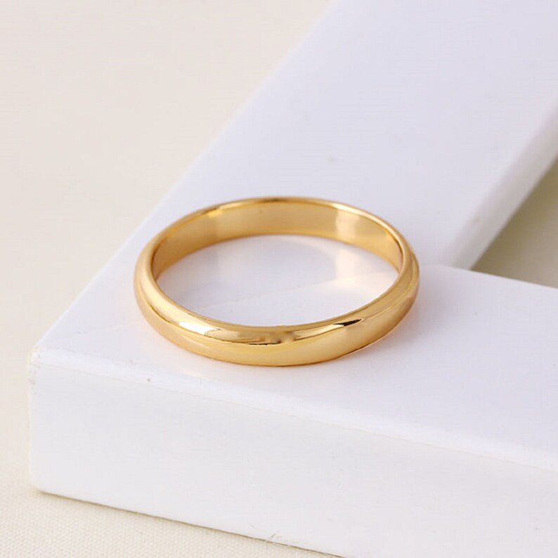 9ct 9K Yellow Gold Plated Men Ladies Wide Wedding Band Ring Various Sizes J till Z,width3mm UK SELLER image 1