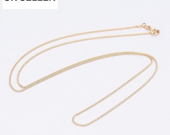 9ct 9K Yellow Gold Plated Men Ladies Slim Various Lengths  14” 16” 18” 20” 22” 24” 27.5” CURB NECKLACE CHAIN. Width=1mm Gift Uk seller