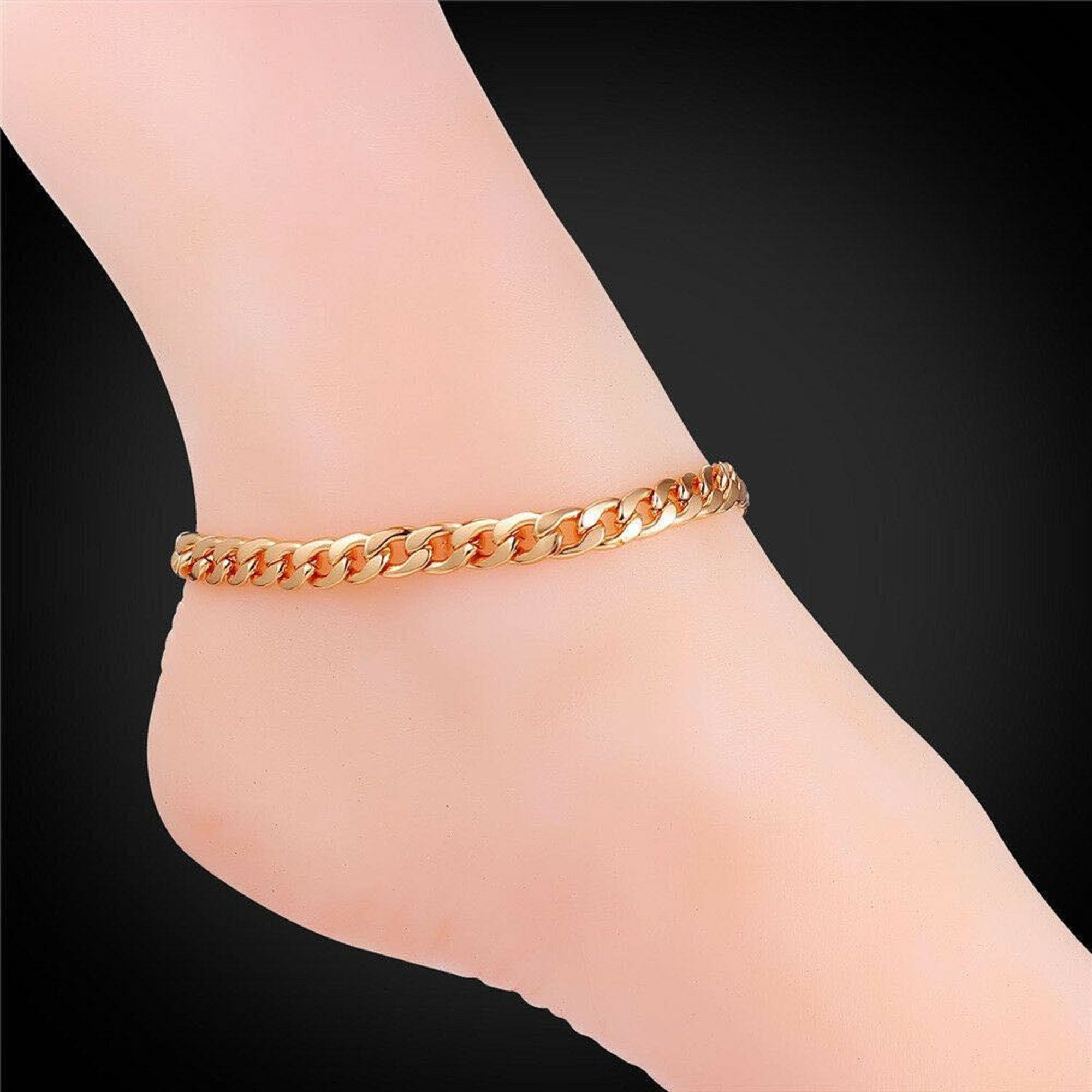9ct 9k yellow Gold filled curb ring links ankle Etsy