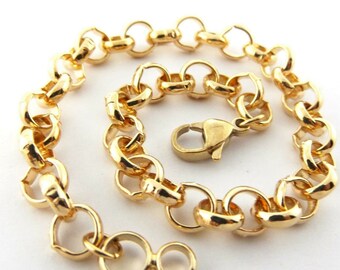 9ct 9k Yellow GOLD Plated Men Ladies girls belcher chain Bracelet , Baby - Adults All Sizes Brilliant Gift Uk seller