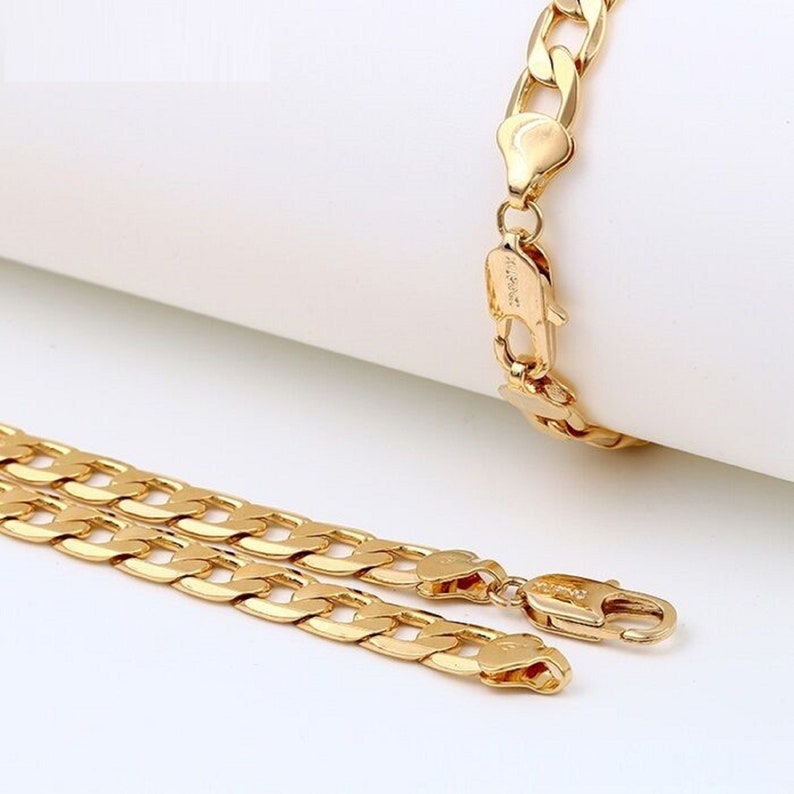 Men Women 9ct 9K gold Filledcurb Chain 22 Etsy