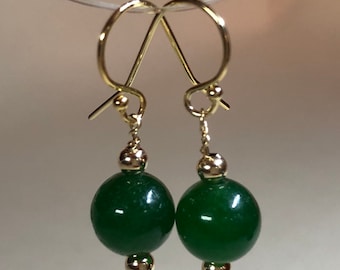 Green jade earrings, lapis lazuli earrings, quartz earrings, druzy earrings, 8mm beads, 14KGF accents