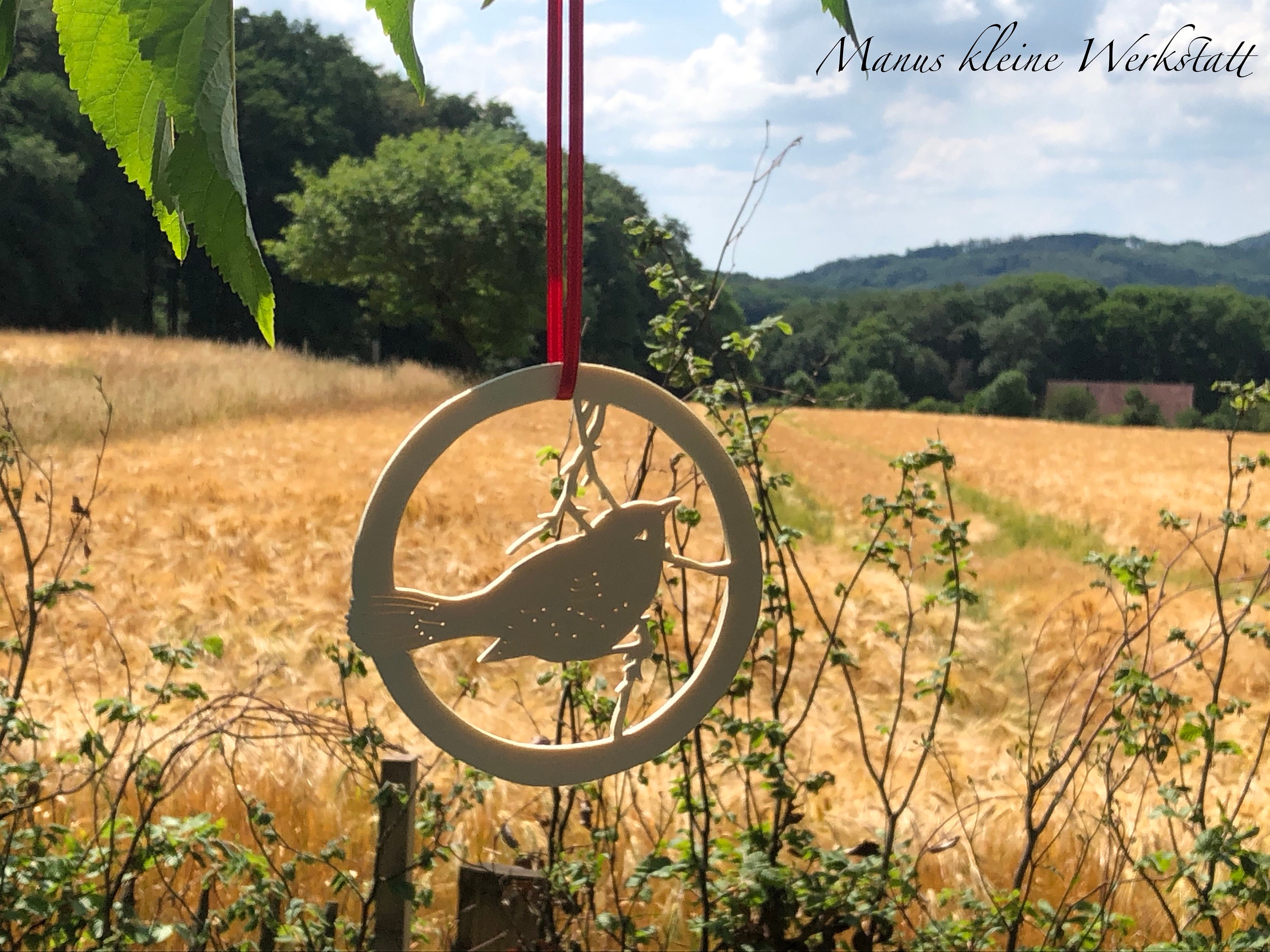 Blackbird Window Decoration Wood