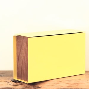 JUDD Modern Wall Mount Mailbox in Metal and Wood |  Color + Mahogany or White Oak | USA