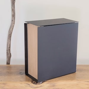 JUDD Vertical Modern Wall Mount Mailbox | Black + Mahogany or White Oak | USA