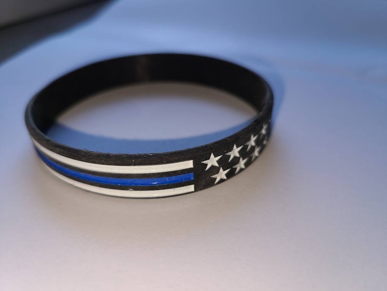 New Back the blue thin blue line rubber bracelet support Etsy