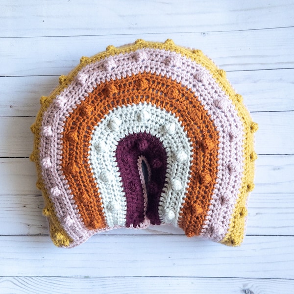 Handmade Boho Rainbow Pillow: Rustic Home Decor