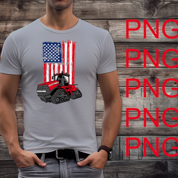 IH flag shirt png Full front or Back Tractor with 2 flag option left chest