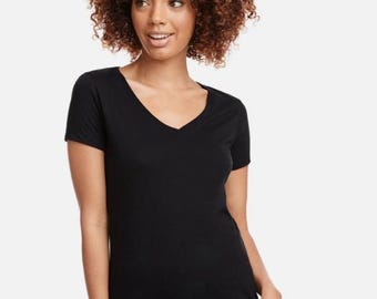 Ladies Black V‑Neck T‑Shirt – Next Level Ideal N1540 Soft Lightweight Fit