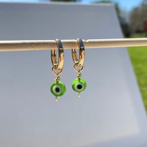 Evil Eye earrings - For Earring, Necklace, Bracelet component - Hoop charms - Dainty - Minimalist - Personalized - Gift for Her