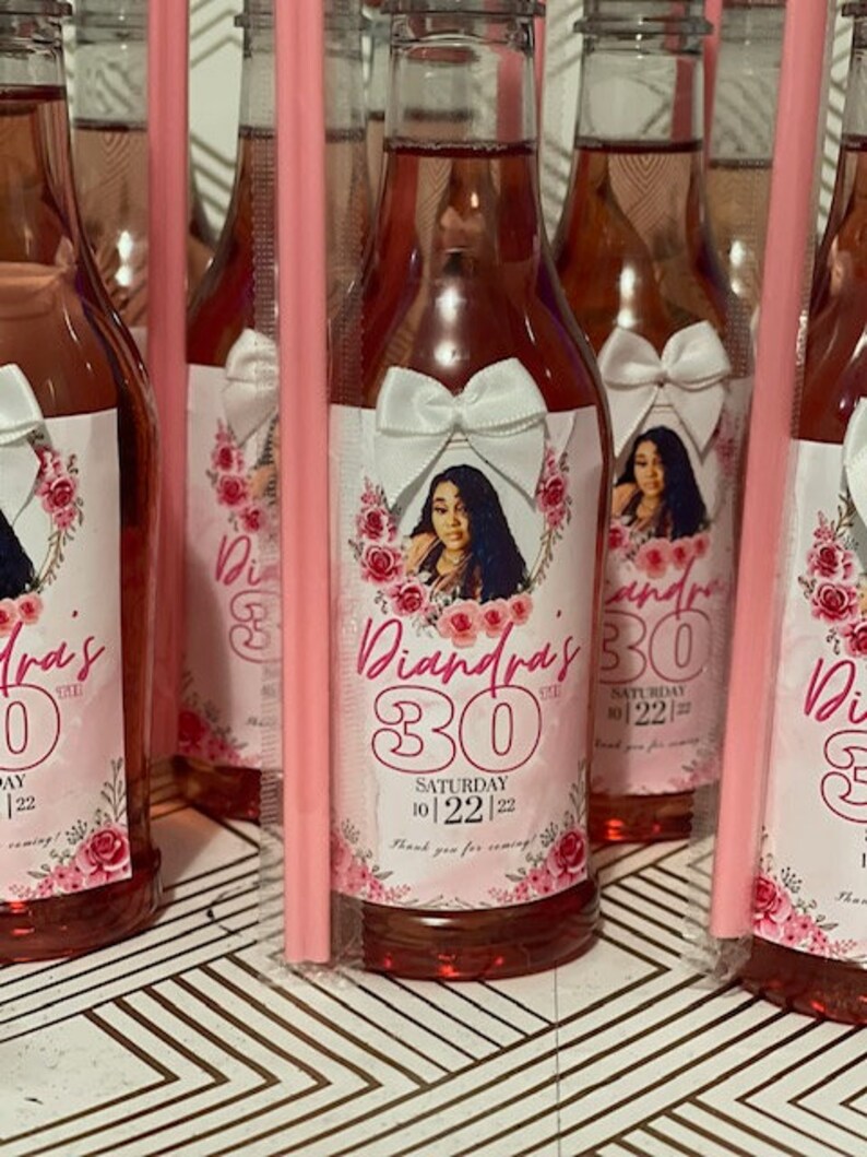 EDITABLE Mini Wine Bottle Labels Pink Floral Wine Bottle Label Template ...