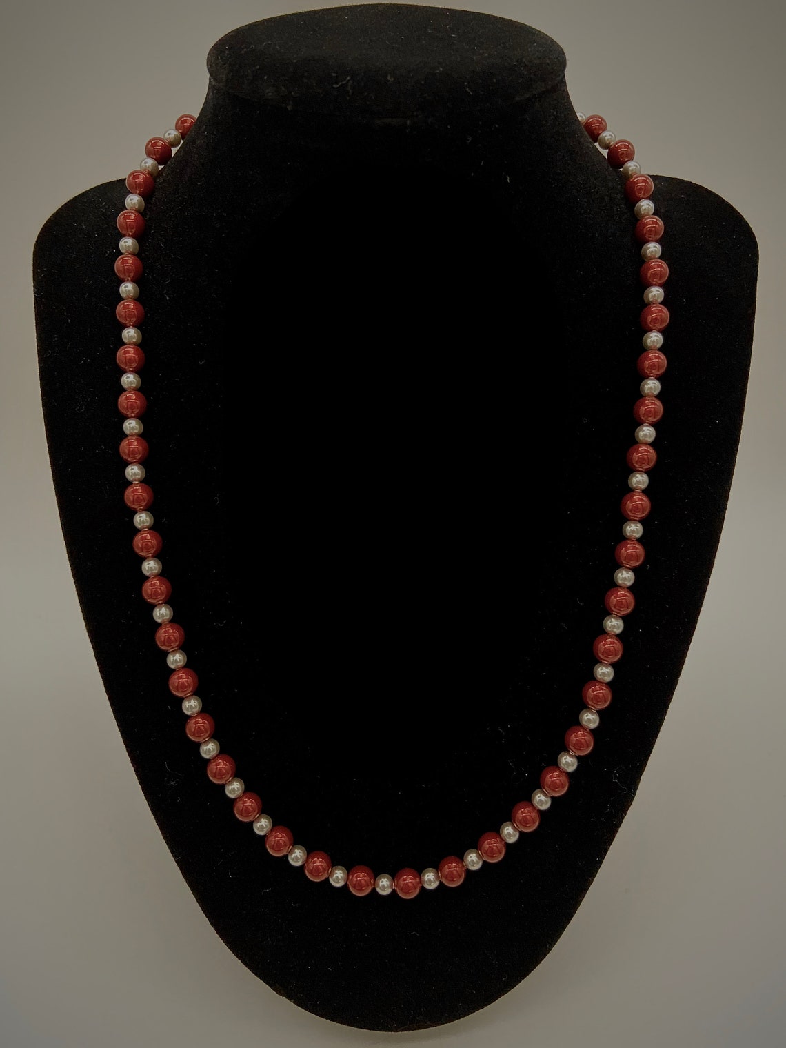 Genuine Rust Colored Crystal Pearl Necklace 20 Crystal Etsy