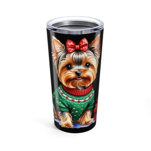 Festive Dog Lover's Tumbler, 20oz Stainless Steel, Holiday Gift, Pet Owner Mug, Christmas Drinkware, Cute Canine Design, Dog Themed Tumbler