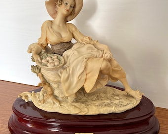 Vintage Giuseppe Armani Capodimonte Lamp Base, Lady with Apples