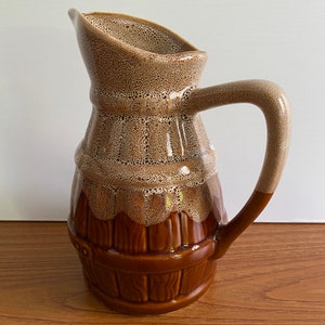 Vintage Mid-Century Revol French Lave Drip Glaze Barrel Jug.