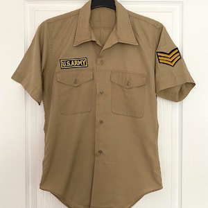 Vintage 1970’s US Army Issued Cotton Polyester Mens Short Sleeve Shirt