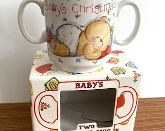Vintage Retro 90s ForeverFriends Andrew Brownsword 2 Handled Mug Babys Christmas