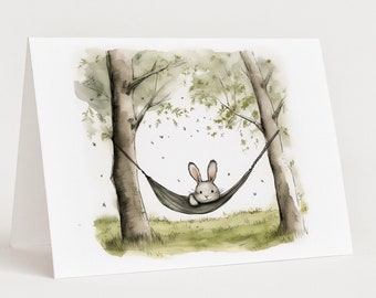 Easter greeting Easter card “Bunny in hammock” A6 folding card