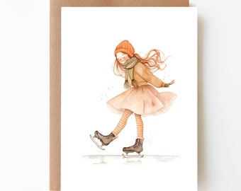 Birthday card winter Christmas card “ice skates” A6 folding card or postcard