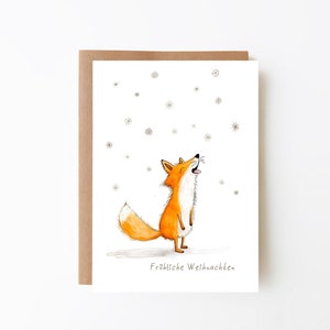 Weihnachtskarte FUCHS Schneeflocken A6 Faltkarte Bild 1