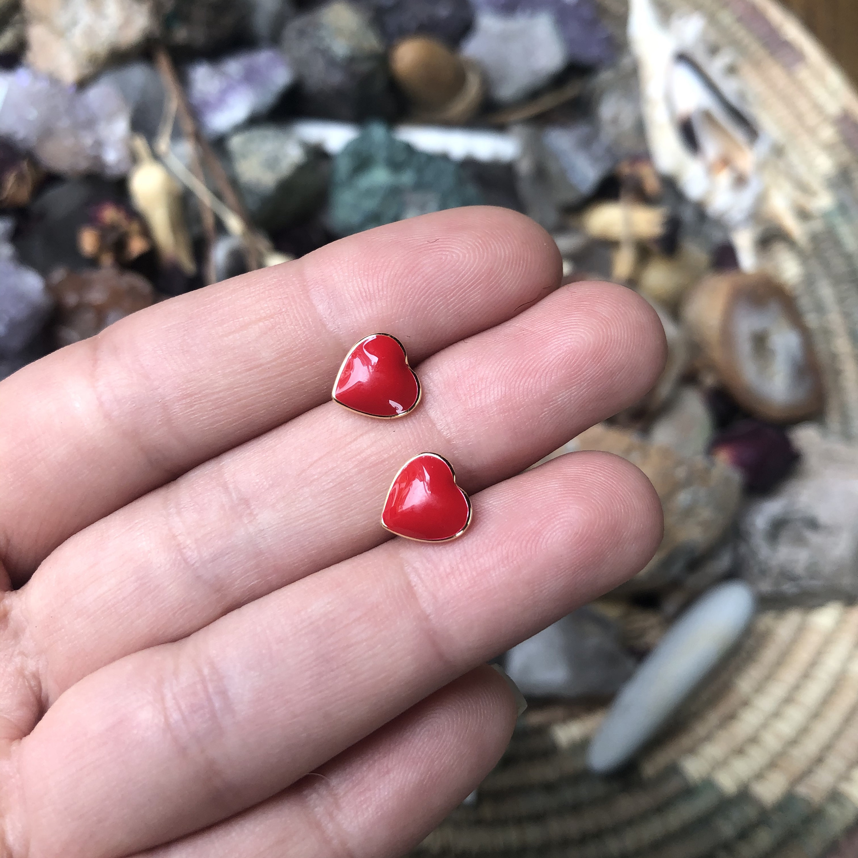 Large Red Heart Stud Earrings Etsy
