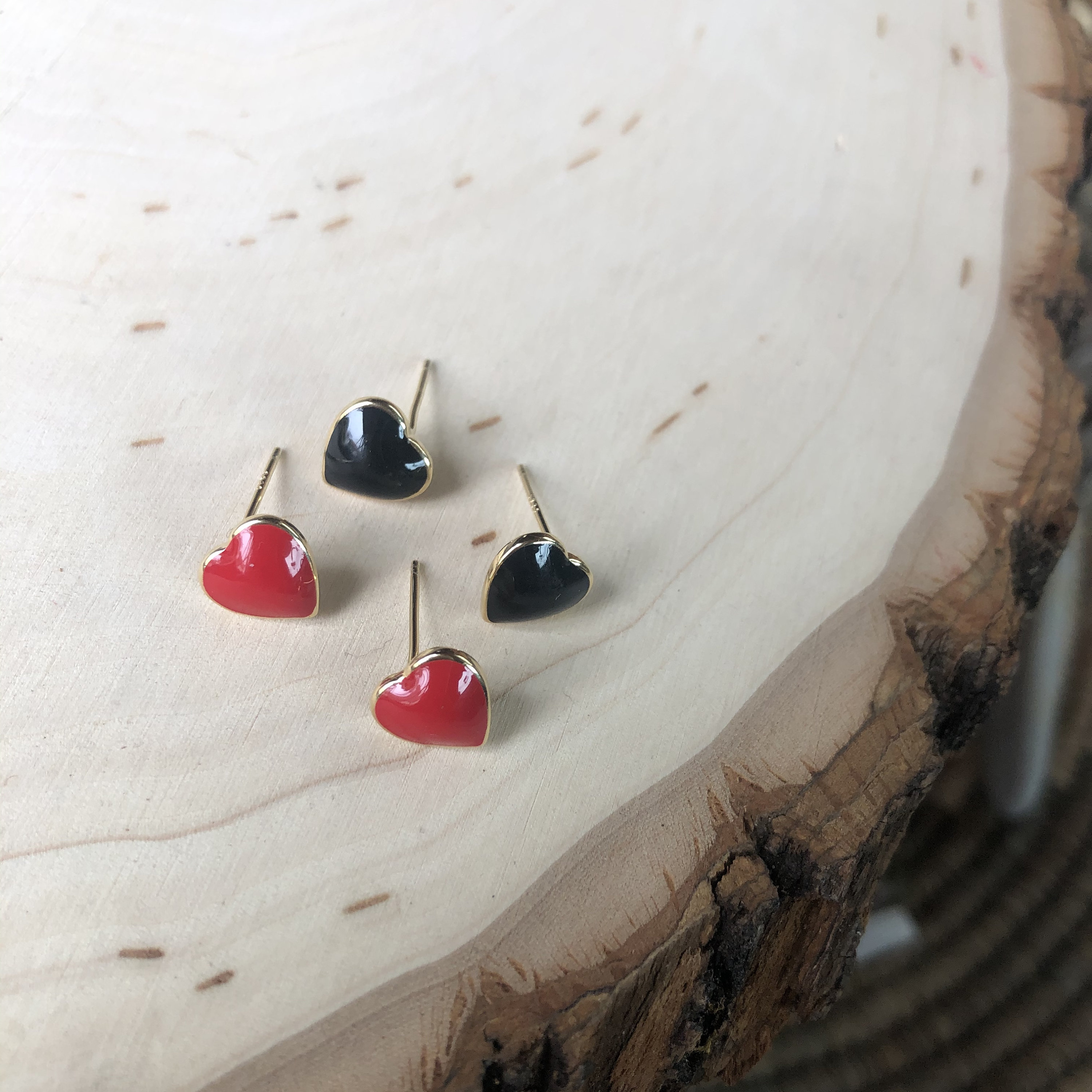 Large Red Heart Stud Earrings Etsy