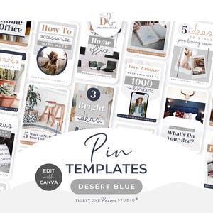 Modelli Pinterest per Canva - Pin Pinterest, Modelli Canva, Modelli Pin Pinterest, Grafica Pinterest, Design Pinterest, Blu deserto