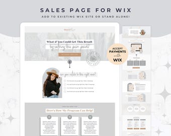 Sales Page Template for Wix - Website Template, Course Website, Landing Page, Sales Funnel, Digital Product Sales, Wix Template, Desert Blue