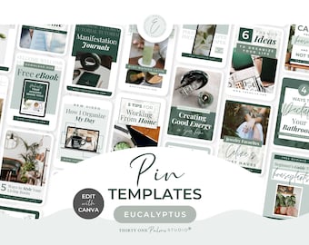 Pinterest Templates for Canva - Pinterest Pins, Canva Templates, Pinterest Pin Templates, Pinterest Graphics, Pinterest Design, Eucalyptus