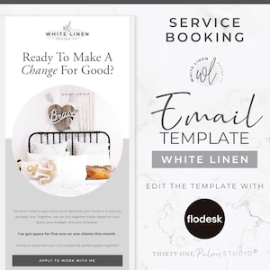 Email Template Flodesk - Flodesk Email Template, Service Provider Email Design, Email Marketing Template, Booking Email, White Linen