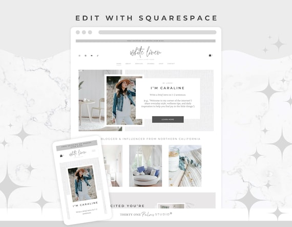 Website Template Squarespace - Squarespace Template, Squarespace 7.1, Coach Site, Blog, eCommerce Shop, Modern Business Website, White Linen