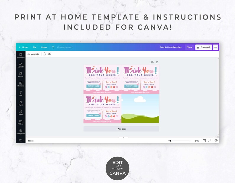 Editable Thank You Card Template - Colorful Bright Canva Template ...