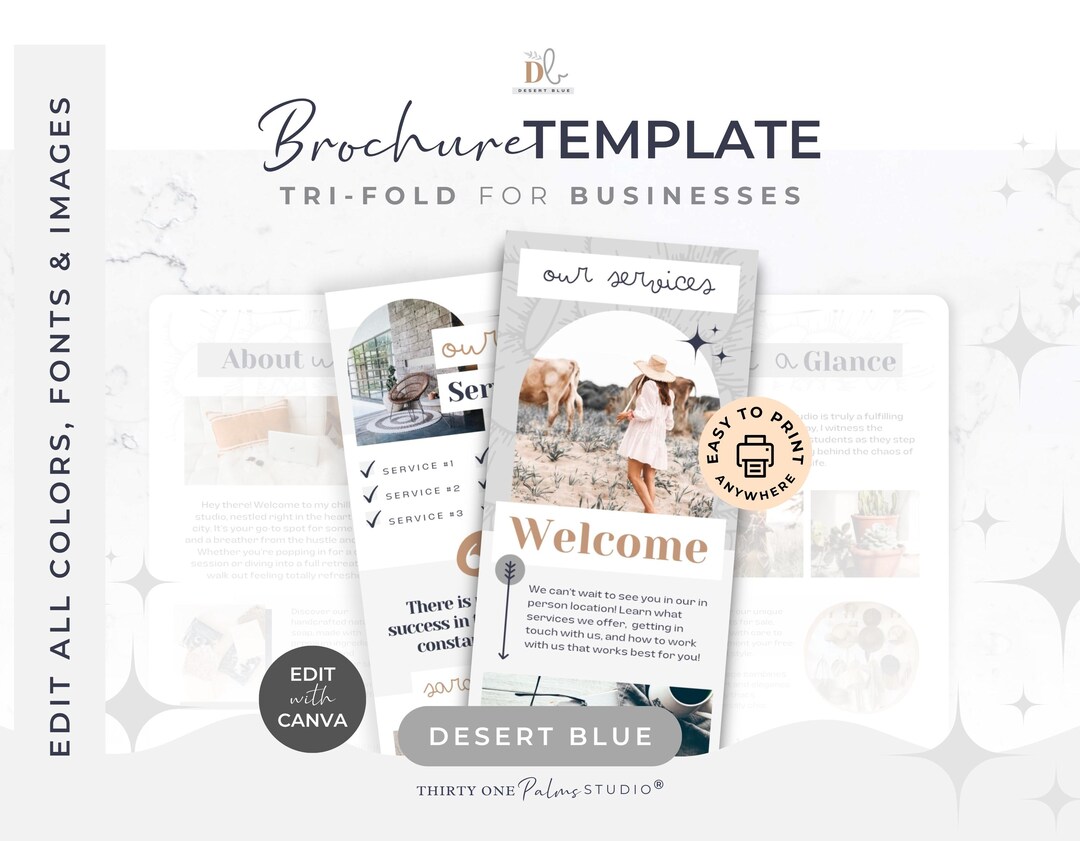 Editable Brochure Template for Canva - Canva Template, Trifold Brochure ...