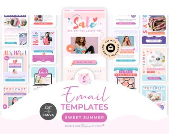 Email Template Bundle for Canva - Template Email, Mailchimp, FloDesk, MailerLite, Email Design, Newsletter, Email Marketing, Sweet Summer
