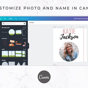 Modelo de assinatura de e-mail para Canva - Google Docs, Links clicáveis, Modelo do Canva, Modelo de e-mail, Assinatura para Gmail e Outlook, Rosa e Preto imagem 2