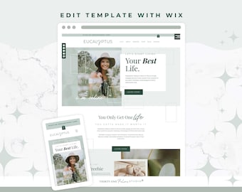Website Template for Wix - Wix Template, Wix Theme, Blog Theme, Coach Website, Creative Web Theme, eCommerce, Shop Theme, Modern, Eucalyptus