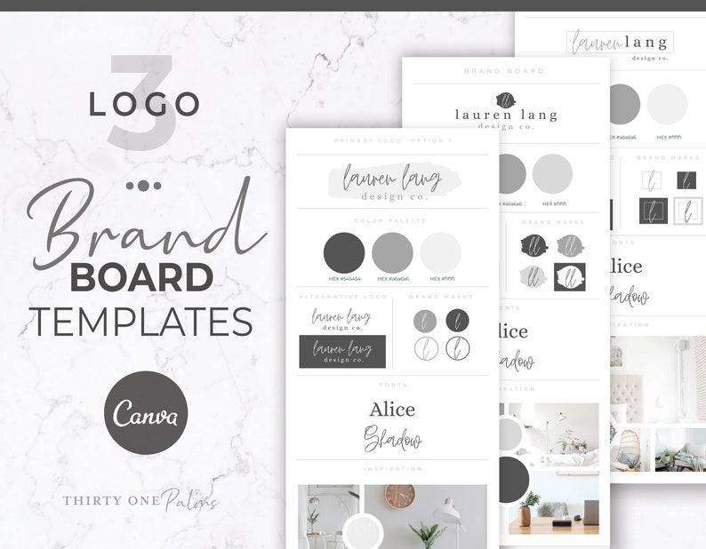 Brand Board Templates & Logos for Canva Branding Board | Etsy