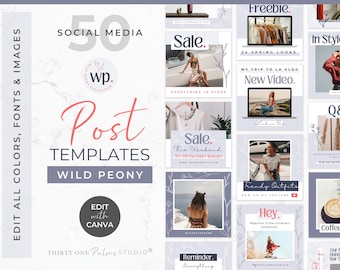 Social Media Post Templates - Canva Templates, Post Templates for Instagram, Shop or Blog, Fashion, Coach, Purple,  Wild Peony