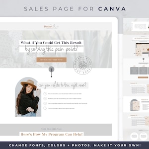 Sales Page Template for Wix - Website Template, Course Website, Landing Page, Sales Funnel, Digital Product Sales, Wix Template, Desert Blue