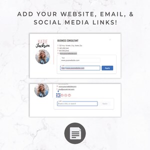 Modelo de assinatura de e-mail para Canva - Google Docs, Links clicáveis, Modelo do Canva, Modelo de e-mail, Assinatura para Gmail e Outlook, Rosa e Preto imagem 5