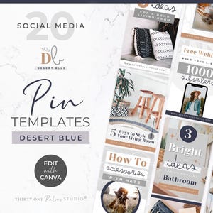 Pinterest Templates for Canva - Pinterest Pins, Canva Templates, Pinterest Pin Templates, Pinterest Graphics, Pinterest Design, Desert Blue