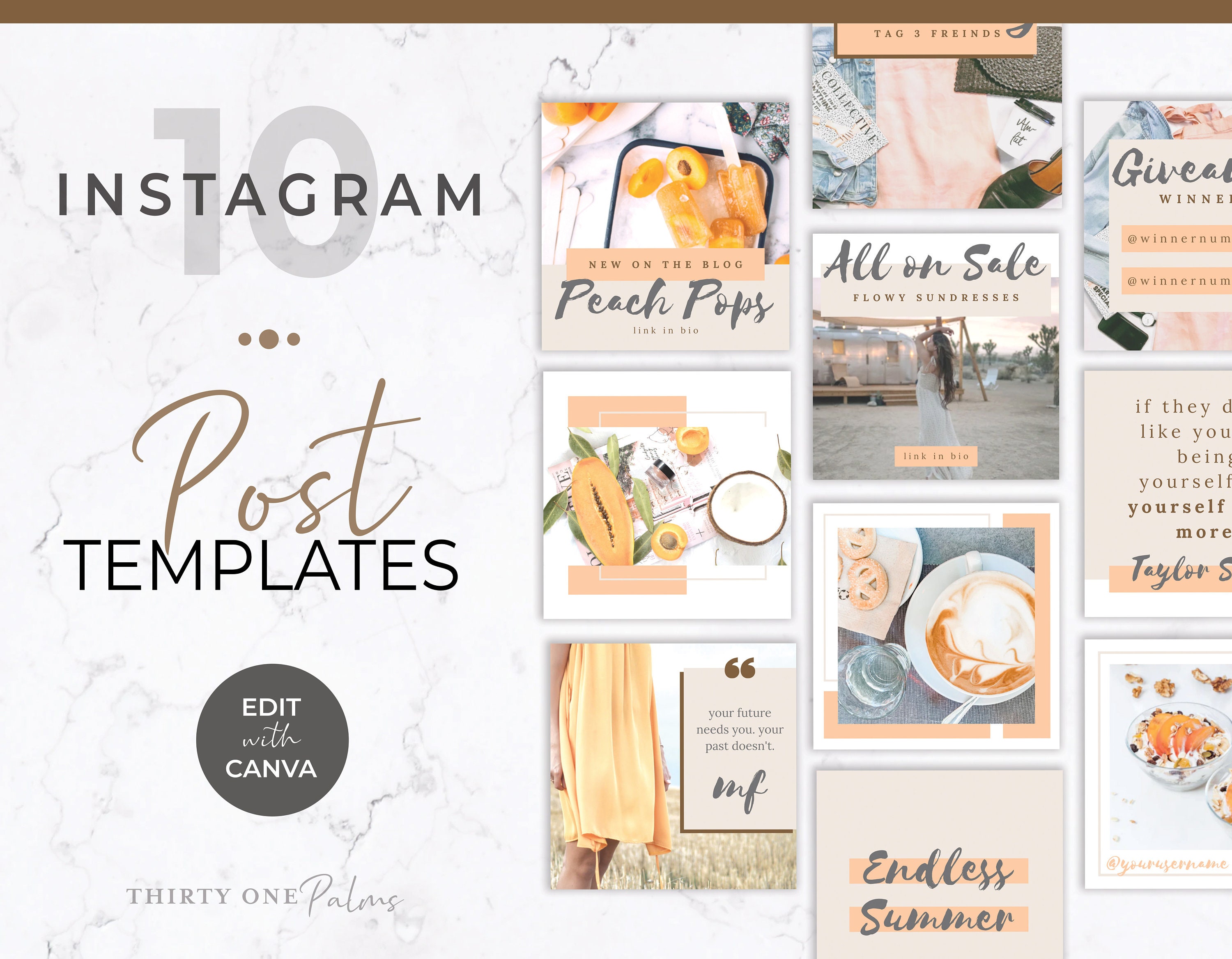 Paper Canva Template Bundle for Instagram or Facebook Social Media ...