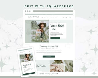 Website Template for Squarespace - Squarespace Template, Squarespace 7.1, Coach, Blog, eCommerce Shop, Modern Business Website, Eucalyptus
