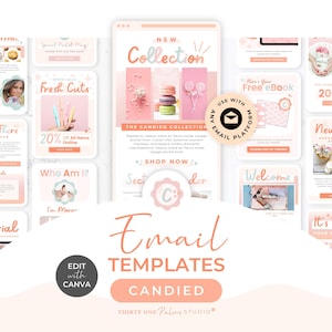 Bundel e-mailsjablonen voor Canva: kleurrijke e-mail, Mailchimp, FloDesk, MailerLite, e-mailontwerp, nieuwsbrief, e-mailmarketing, gekonfijt